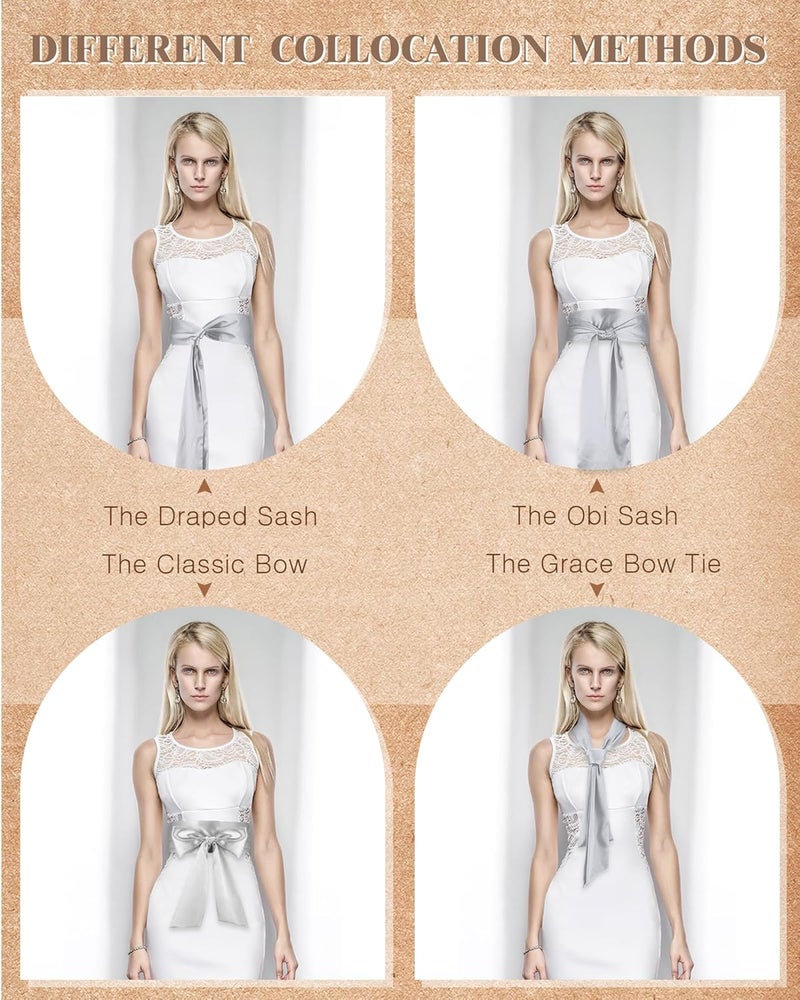 Glitopper Women Satin Waist Belts Dress Sash Waist Belt for Special Occasion Bridal Wedding Prom Formal 3.5'' Wide - Image 5